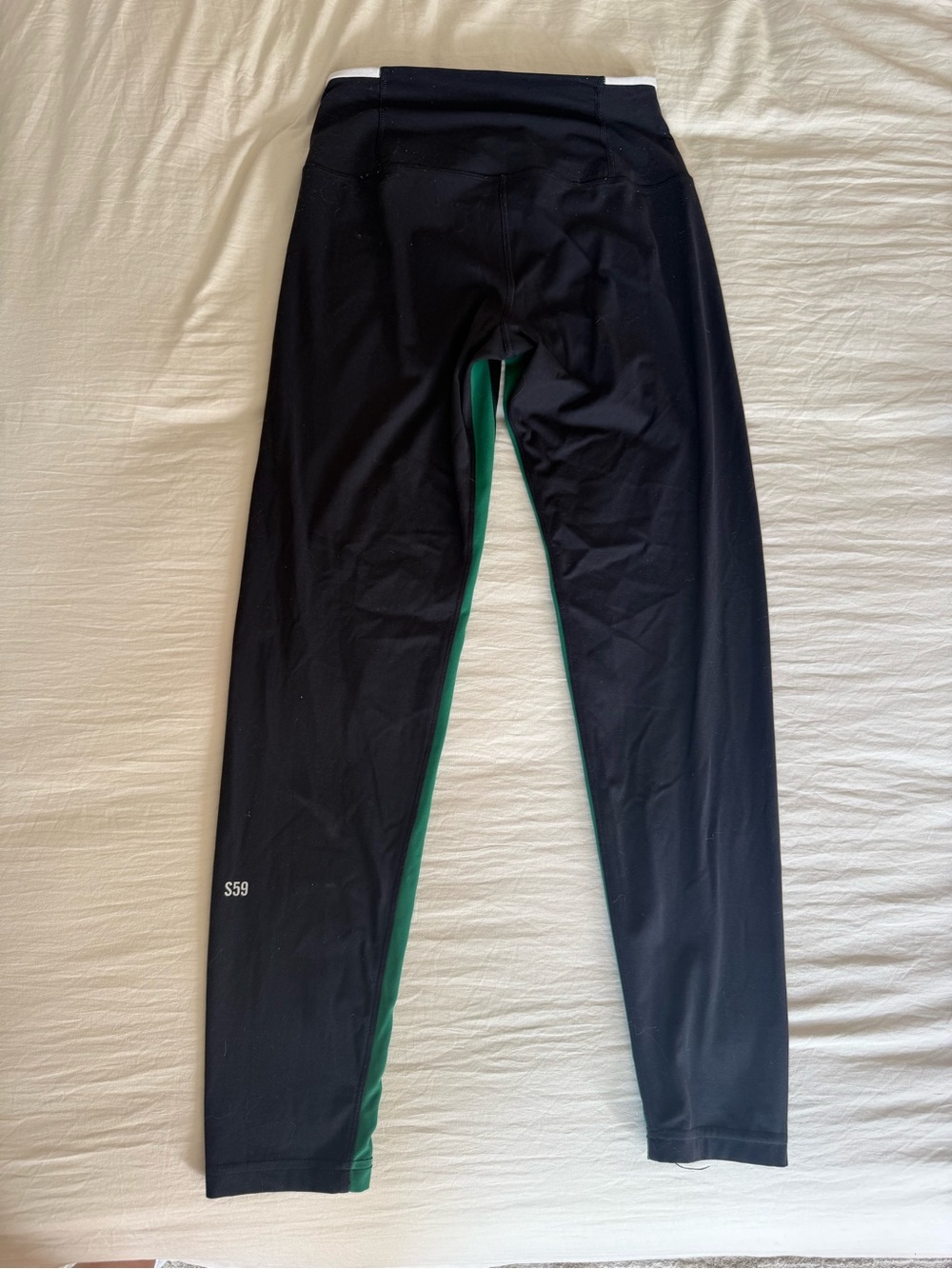 Splits59 Black Leggings with Green Inner Panels - Picture 2 of 2